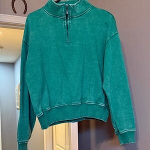 Zenana Outfitters Teal Half-Zip Women's Sweater